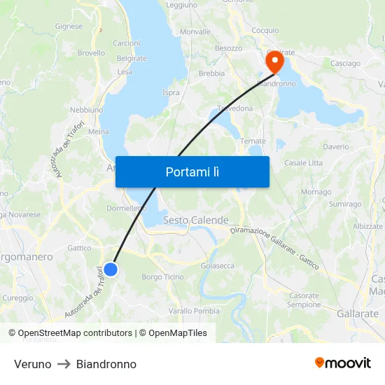 Veruno to Biandronno map