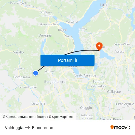 Valduggia to Biandronno map