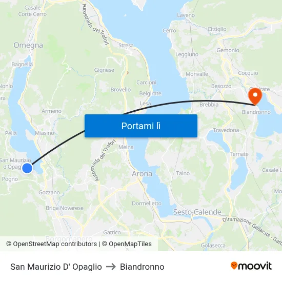 San Maurizio D' Opaglio to Biandronno map