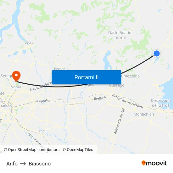 Anfo to Biassono map