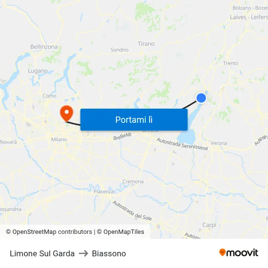 Limone Sul Garda to Biassono map