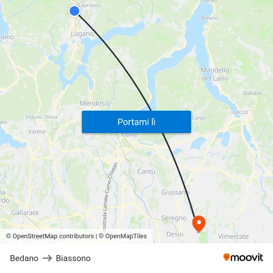 Bedano to Biassono map