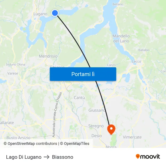 Lago Di Lugano to Biassono map