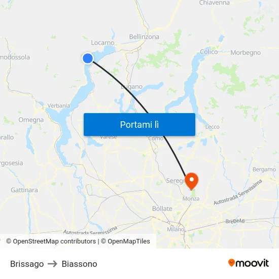 Brissago to Biassono map