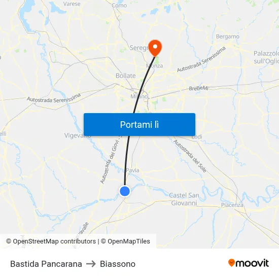 Bastida Pancarana to Biassono map
