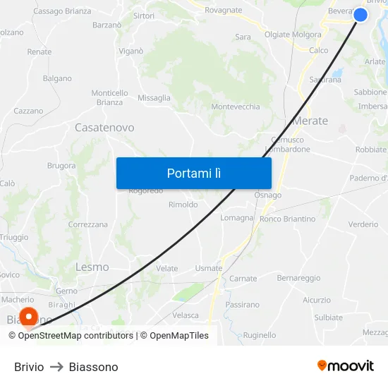 Brivio to Biassono map