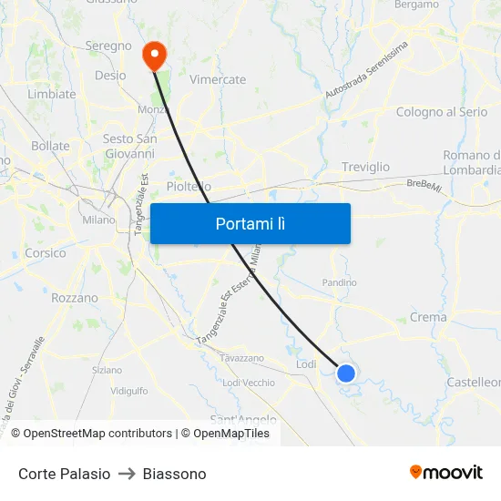 Corte Palasio to Biassono map