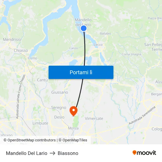 Mandello Del Lario to Biassono map