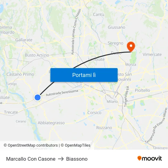 Marcallo Con Casone to Biassono map