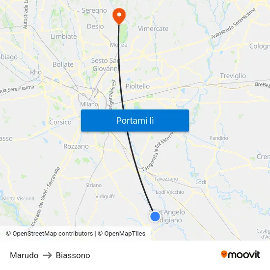 Marudo to Biassono map