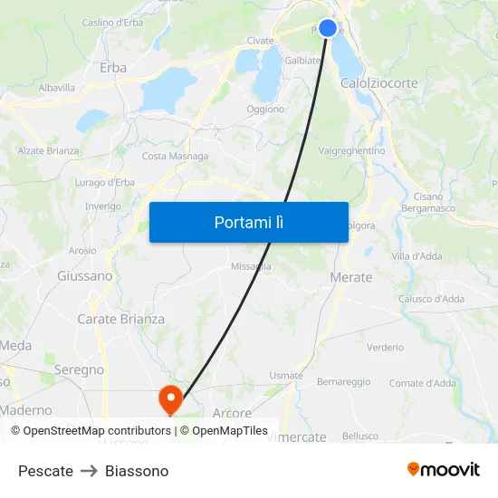 Pescate to Biassono map