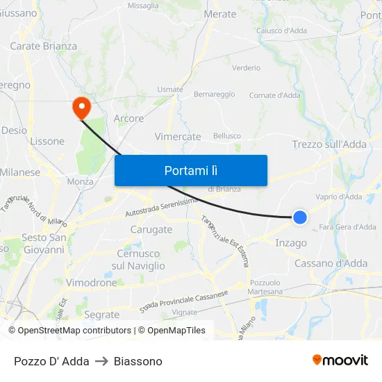 Pozzo D' Adda to Biassono map