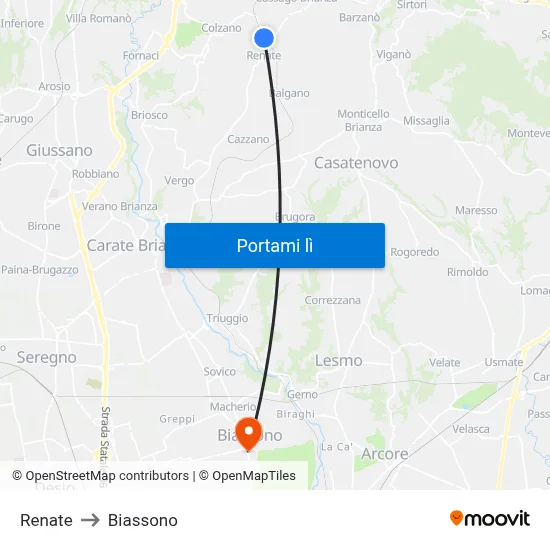 Renate to Biassono map