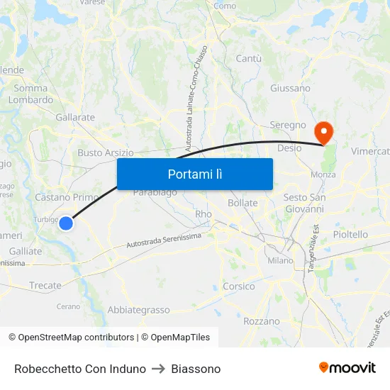 Robecchetto Con Induno to Biassono map