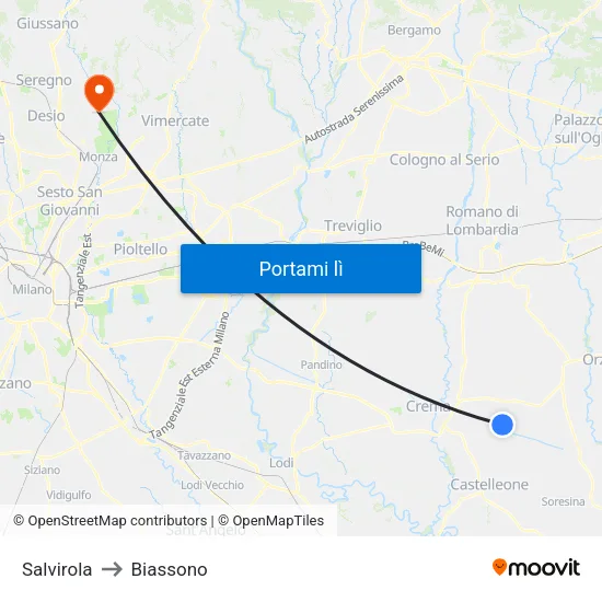 Salvirola to Biassono map