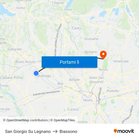 San Giorgio Su Legnano to Biassono map