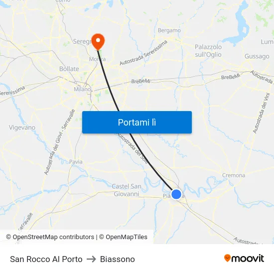 San Rocco Al Porto to Biassono map