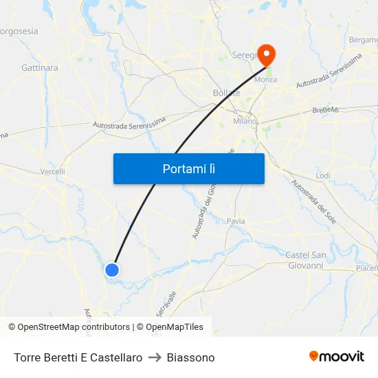 Torre Beretti E Castellaro to Biassono map