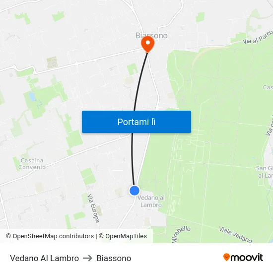 Vedano Al Lambro to Biassono map