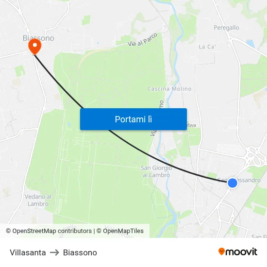 Villasanta to Biassono map