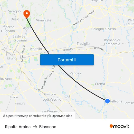 Ripalta Arpina to Biassono map