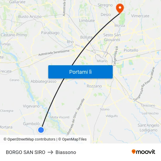 BORGO SAN SIRO to Biassono map