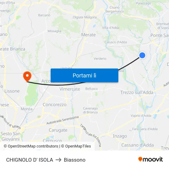CHIGNOLO D' ISOLA to Biassono map