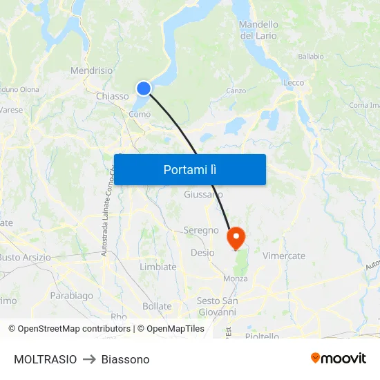 MOLTRASIO to Biassono map