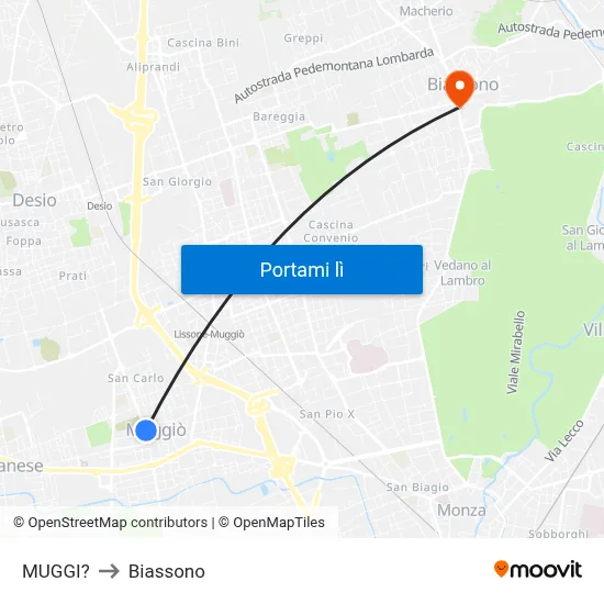 MUGGI? to Biassono map