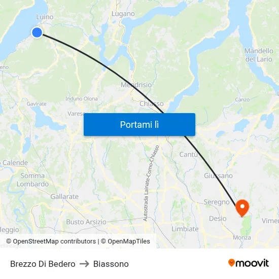 Brezzo Di Bedero to Biassono map