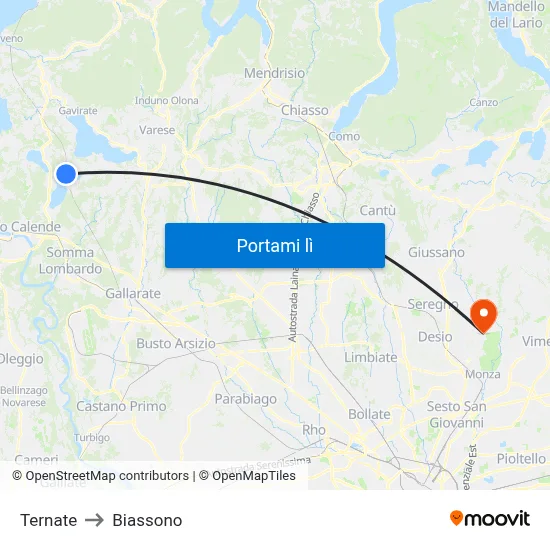 Ternate to Biassono map
