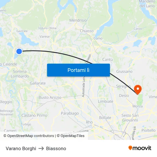 Varano Borghi to Biassono map
