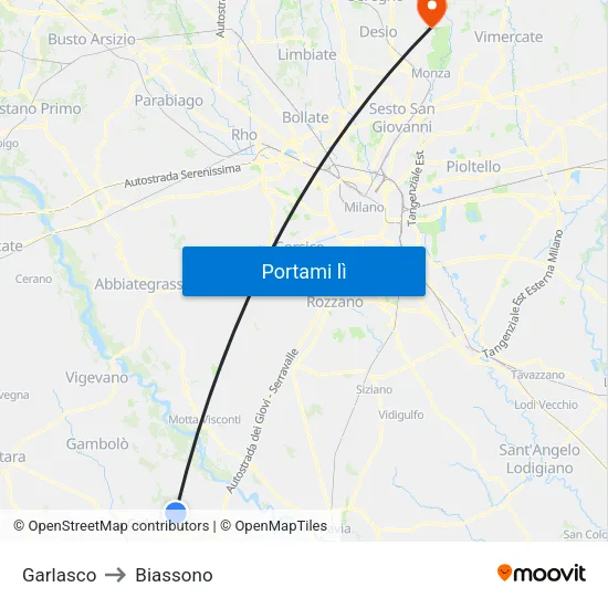 Garlasco to Biassono map