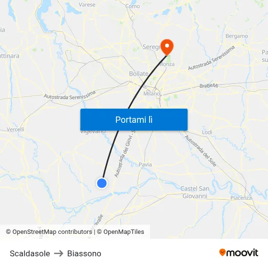 Scaldasole to Biassono map