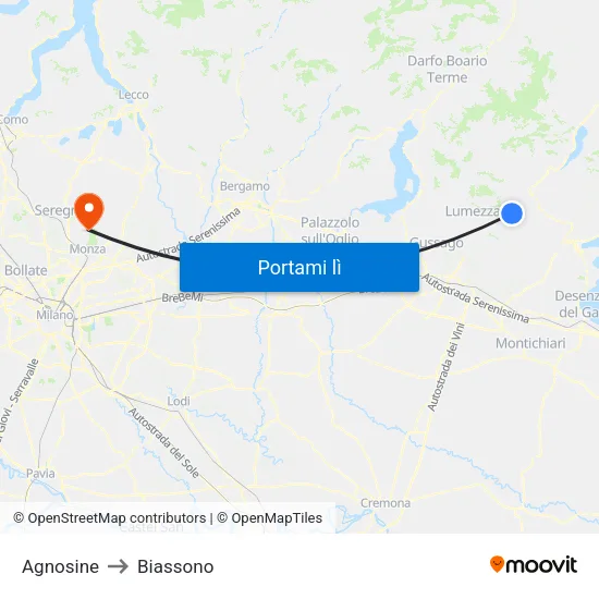 Agnosine to Biassono map