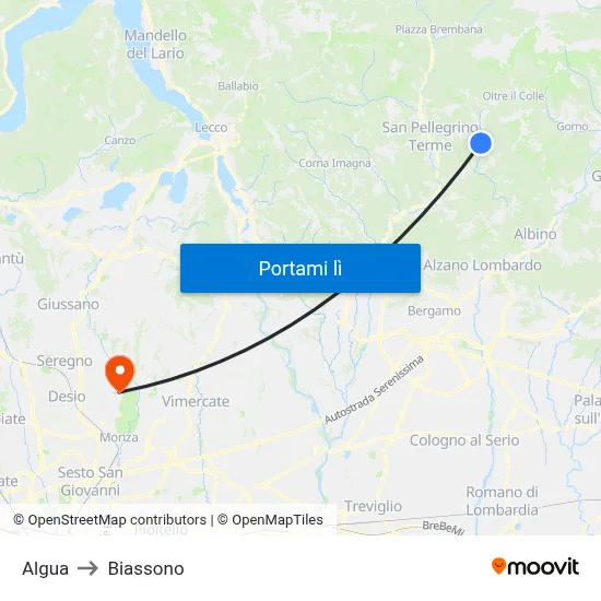 Algua to Biassono map