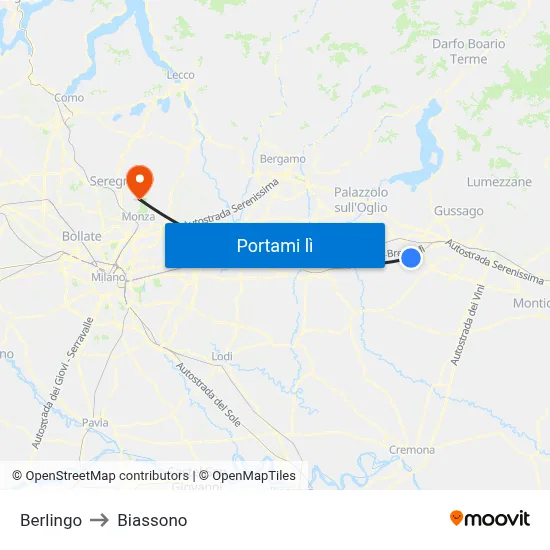 Berlingo to Biassono map