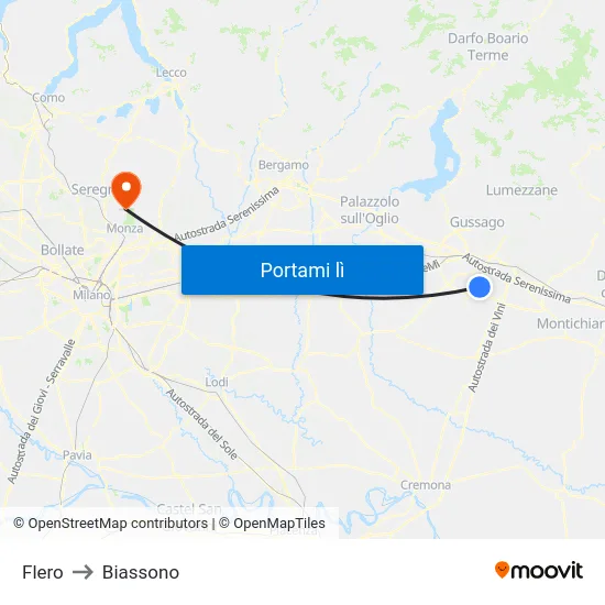 Flero to Biassono map