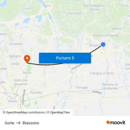 Gorle to Biassono map