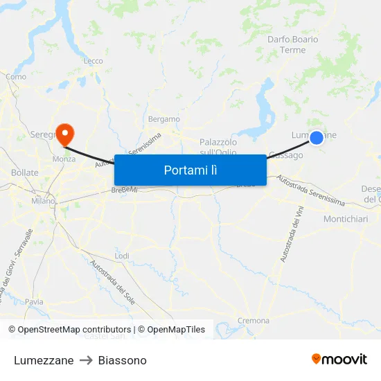 Lumezzane to Biassono map