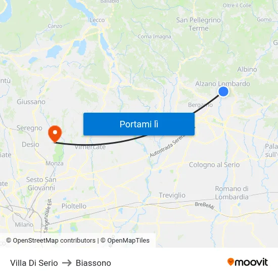 Villa Di Serio to Biassono map