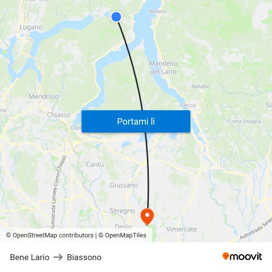 Bene Lario to Biassono map