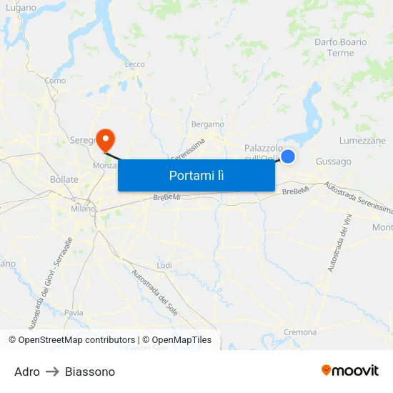 Adro to Biassono map