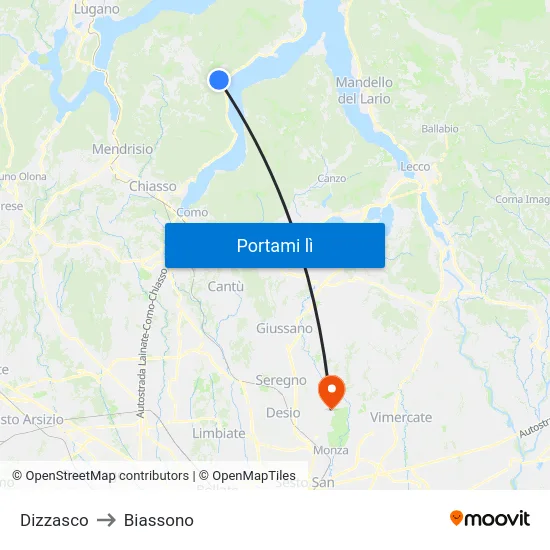 Dizzasco to Biassono map