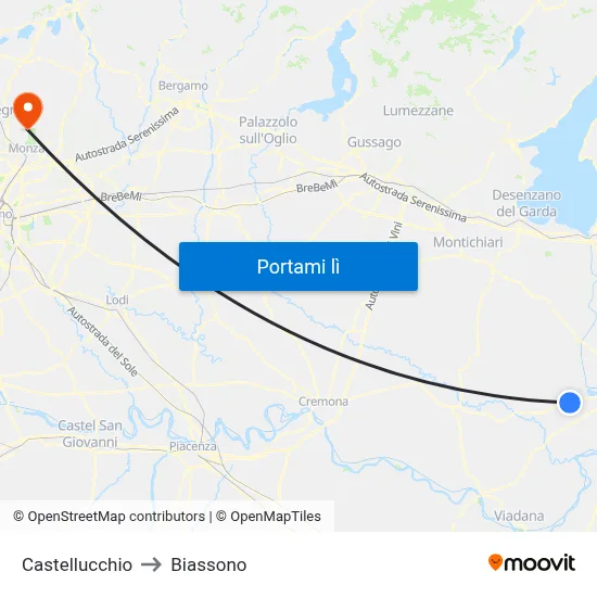 Castellucchio to Biassono map