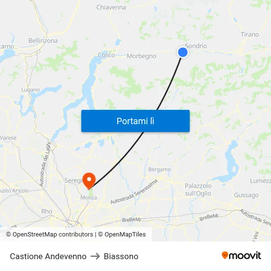 Castione Andevenno to Biassono map