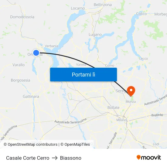 Casale Corte Cerro to Biassono map