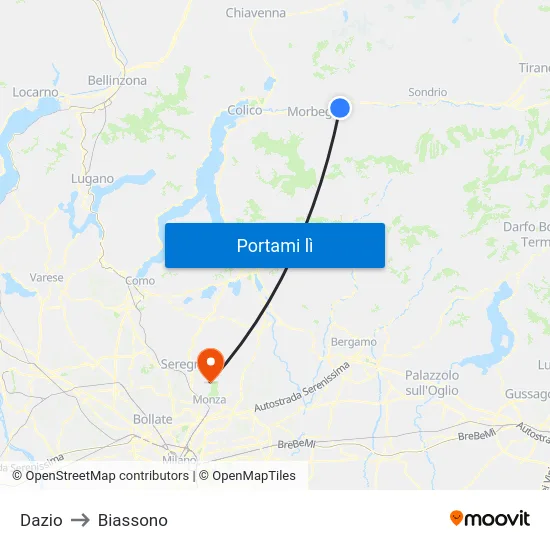 Dazio to Biassono map