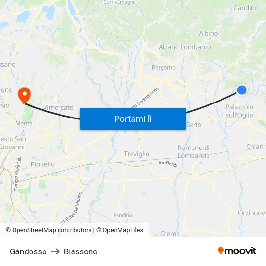 Gandosso to Biassono map