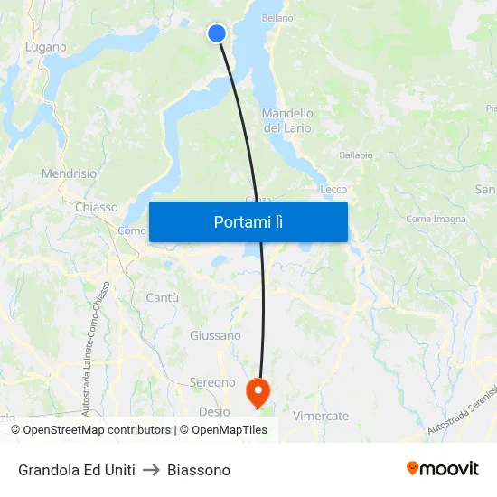 Grandola Ed Uniti to Biassono map
